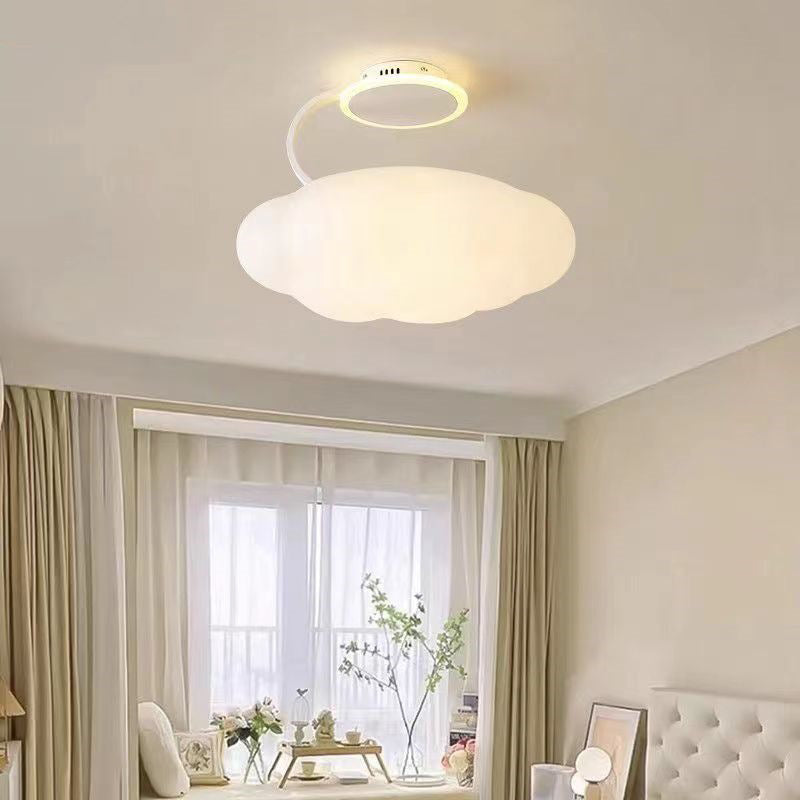 Modern Simplicity Cream PE Cloud Pumpkin Shade Iron LED Kids Pendant Light For Bedroom