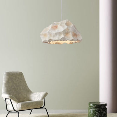 Traditionelle japanische Polystyrol Rock 1-Licht Pendelleuchte für Esszimmer 