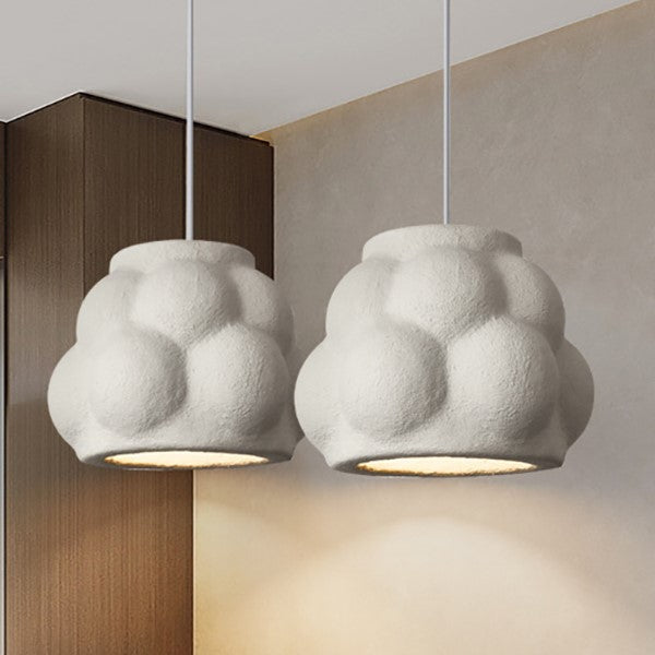 Traditional Japanese Wabi-Sabi Imitation Cement Texture Bubble Shade 1-Light Pendant Light For Living Room