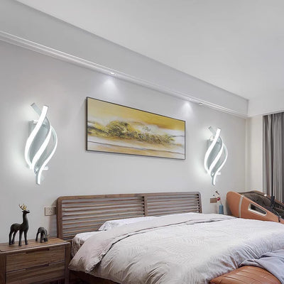 Modern Minimalist Spiral Line Aluminium Acrylic Silicone LED Wall Sconce Lamp For Bedroom