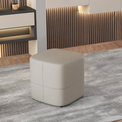 Modern Minimalist Square Microfiber Leather Solid Wood Low Stool Backless Armless For Living Room