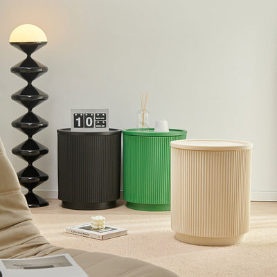 Modern Minimalist Cylinder PE Plastic Nightstand 2-Cabinet For Bedroom