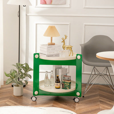 Contemporary Scandinavian Tray Top ABS Triangle Frame Movable End Table 2-Tier For Living Room