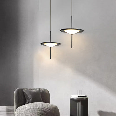 Contemporary Nordic Acrylic Flying Saucer Shade Hardware LED Pendant Light For Living Room