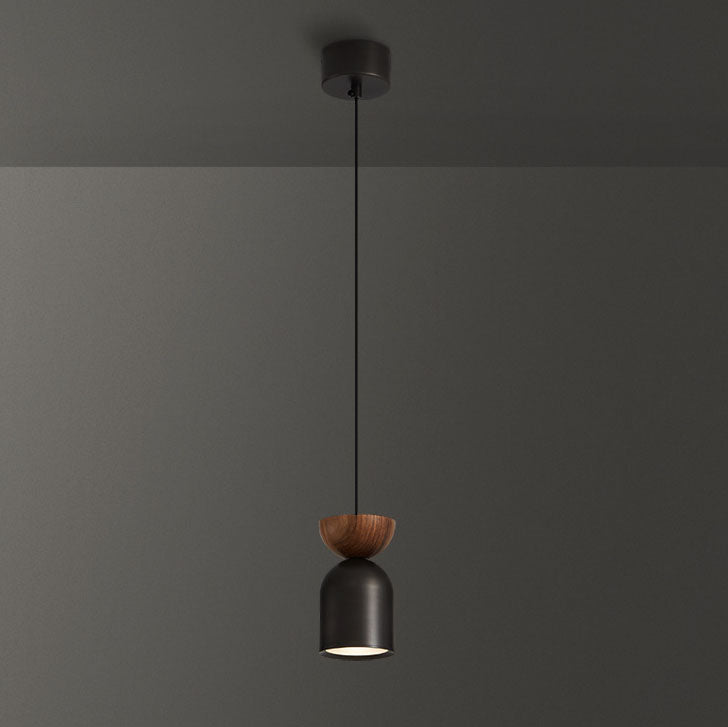 Luminaire suspendu contemporain scandinave à 1 lumière cylindrique en laiton pour chambre à coucher 