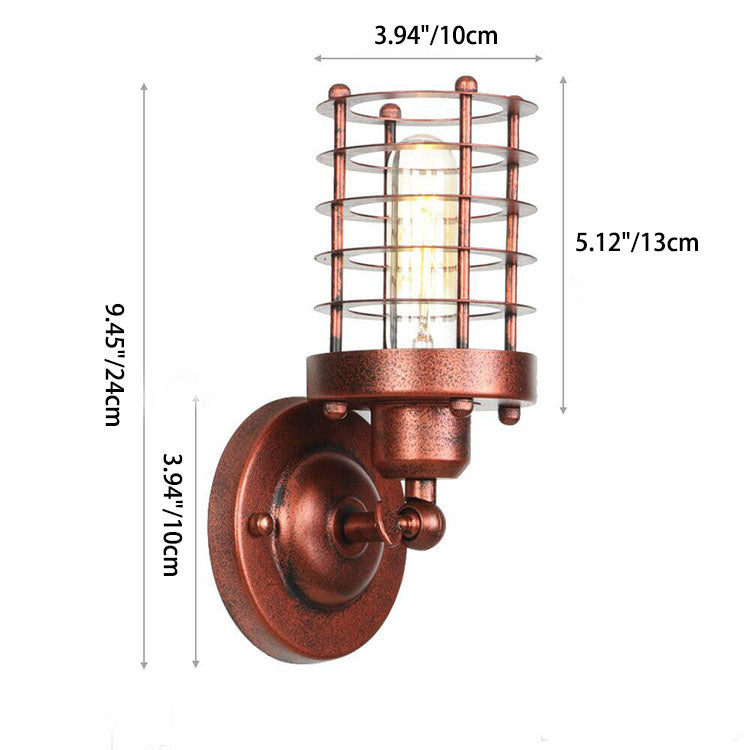 Contemporary Industrial Cylinder Iron 1-Light Wall Sconce Lamp For Hallway