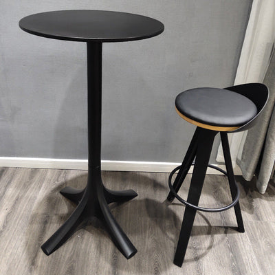 Modern Minimalist Round Plastic Wooden Bar Stool Three Legs High For Dining Room