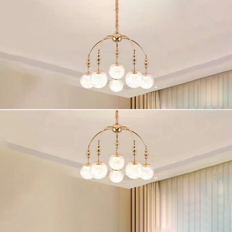 Traditional French Branching Magic Bean Orb Glass Hardware LED Chandelier For Bedroom