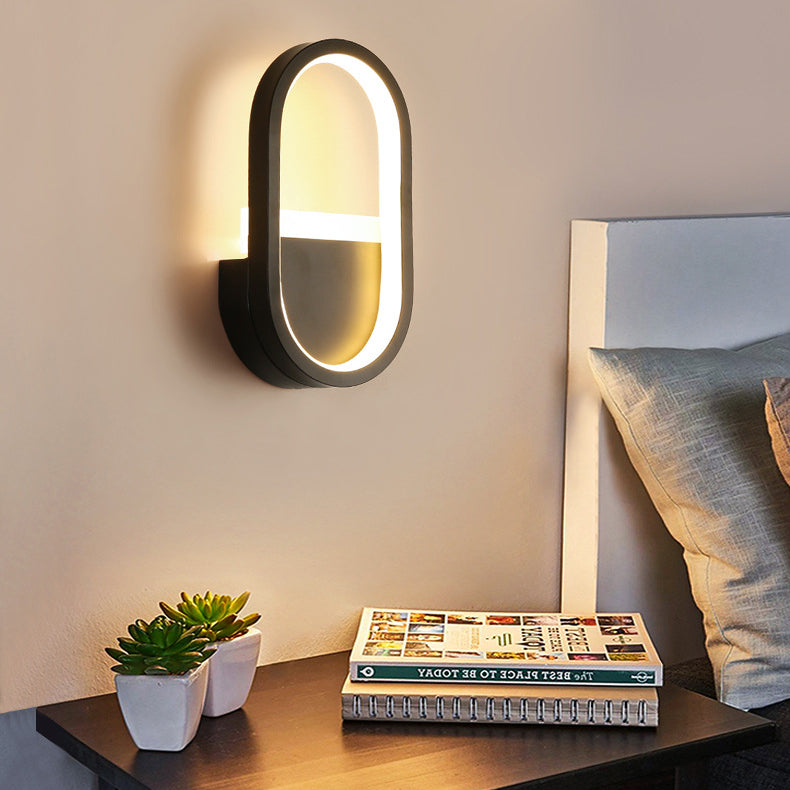 Modern Minimalist Iron Silicone Elliptical Circular Arc LED Wall Sconce Lamp For Bedroom