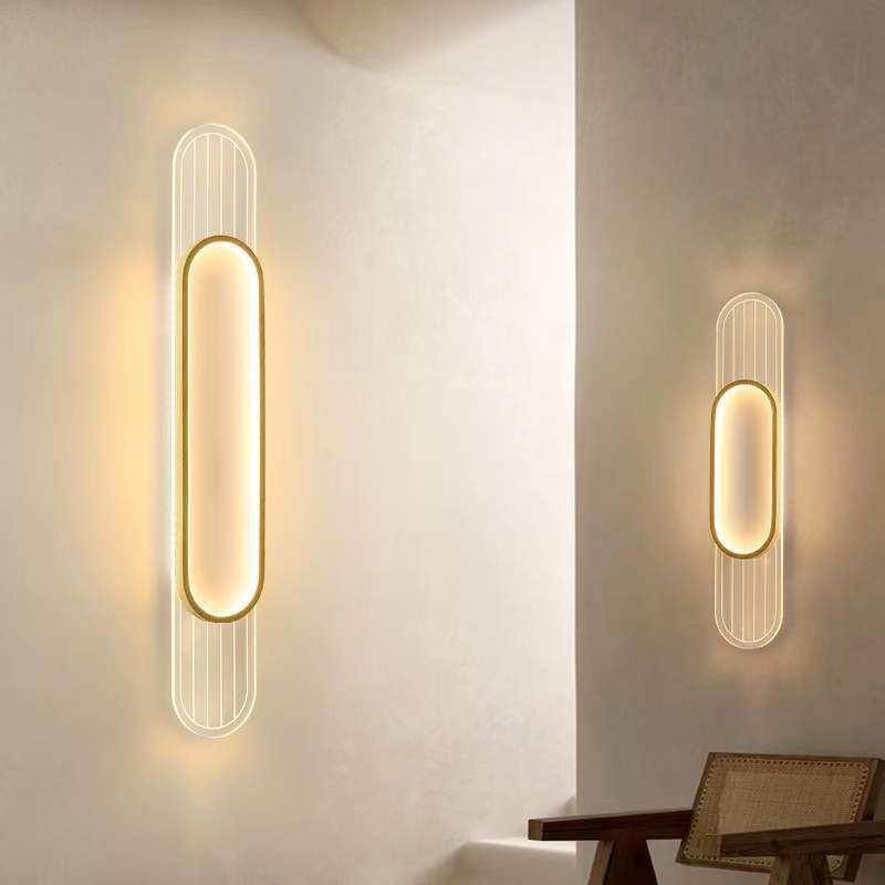 Contemporary Nordic Iron Acrylic Strip Elliptical LED Wall Sconce Lamp For Living Room