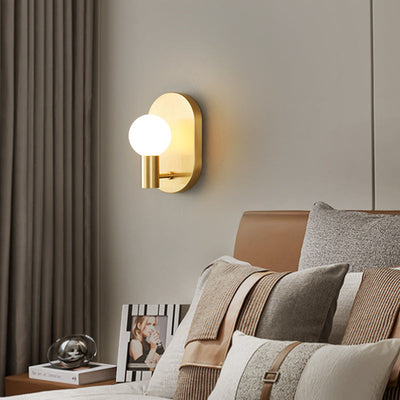 Contemporary Nordic Oval Orb Copper Glass 1-Light Wall Sconce Lamp For Bedroom