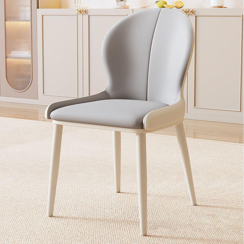 Contemporary Nordic Curved Microfiber Leather Upholstered Dining Chair Backrest For Dining Room