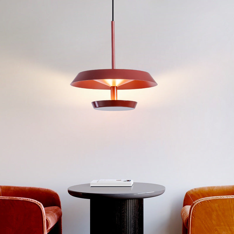 Danish Minimalist Round Flying Saucer Aluminum Acrylic LED Pendant Light