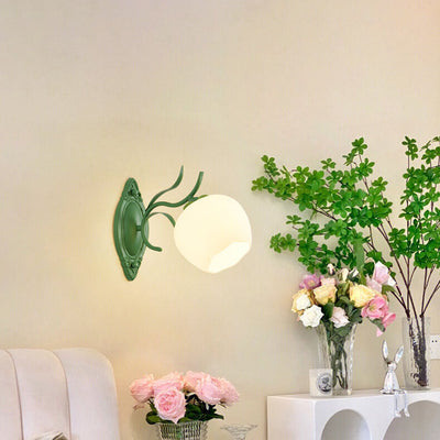 Nordic Creative Floral Glass Round 1/2 Light Wall Sconce Lamp