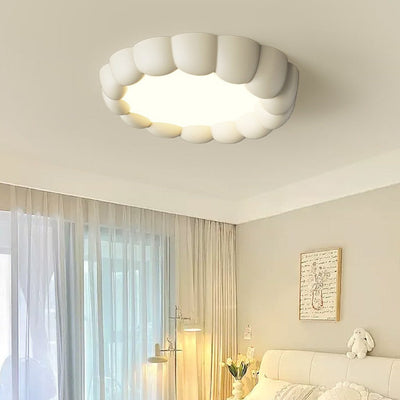 Modern Minimalist Round Cream Bubble ABS Iron LED Flush Mount Ceiling Light For Living Room