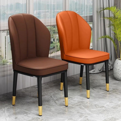 Modern Luxury PU Leather Padded Dining Chair Wing Backrest Armless For Dining Room