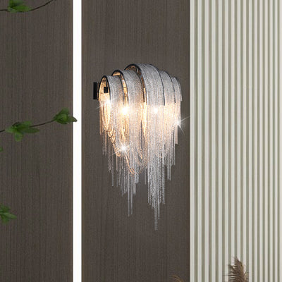 Modern Luxury Iron Aluminum Tassel Chain 2/4 Light Wall Sconce Lamp For Hallway