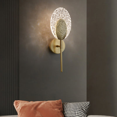 Modern Minimalist Oval Copper Acrylic Zinc Alloy LED Wall Sconce Lamp For Bedroom