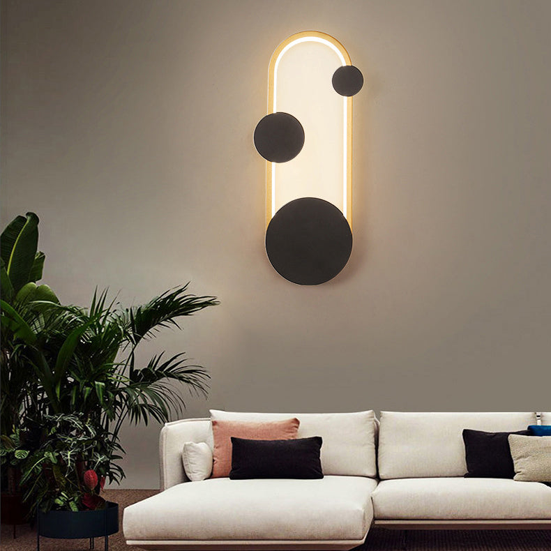 Modern Minimalist Iron Aluminum Round Elliptical LED Wall Sconce Lamp For Bedside