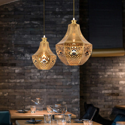 Modern Luxury Hexagonal Copper 1-Light Pendant Light For Dining Room