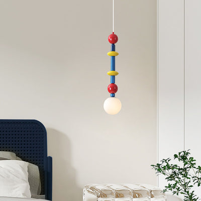 Modern Simplicity Iron Glass Ball Strip 1-Light Pendant Light For Bedside