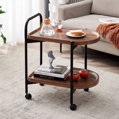 Modern Minimalist Round Four Legged Cart Artificial Plate Metal Coffee Table For Living Room