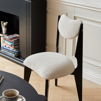 Modern Minimalist Square Wood Velvet Dining Chair Backrest Armless For Dining Room