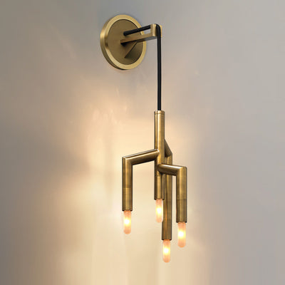 Contemporary Industrial Copper Strip Pendant 4-Light Wall Sconce Lamp For Hallway