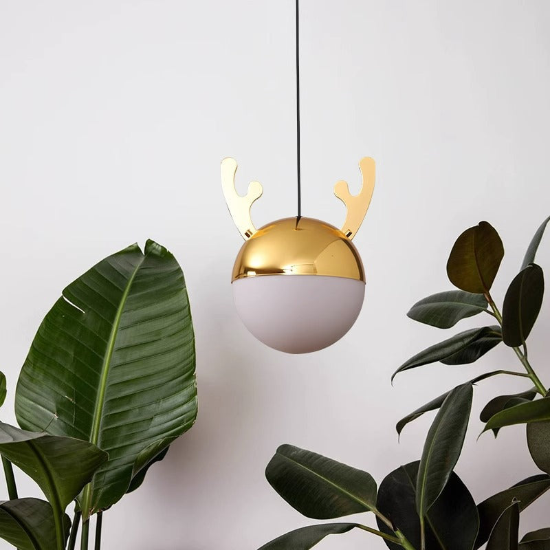 Contemporary Creative Cartoon Animal Iron Glass Ball 1-Light Pendant Light For Living Room