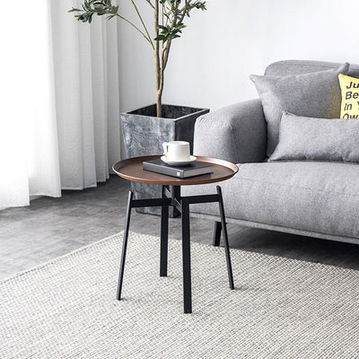 Contemporary Retro Round Iron End Table 1-Tier For Living Room