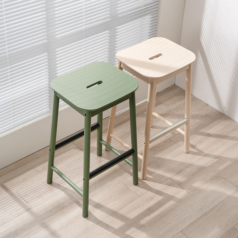 Modern Minimalist Rectangular Birch Bar Stool Footrest For Dining Room