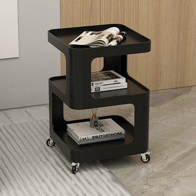 Contemporary Simplicity Square Iron Movable Side Table 3-Tier Storage Shelves For Living Room