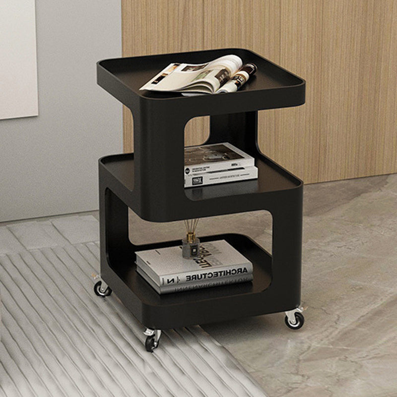 Contemporary Simplicity Square Iron Movable Side Table 3-Tier Storage Shelves For Living Room