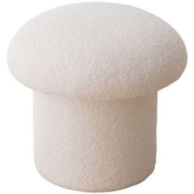 Contemporary Scandinavian Lambswool Cotton Hemp Sponge Wood Round Mushroom Vanity Stool Backless For Bedroom