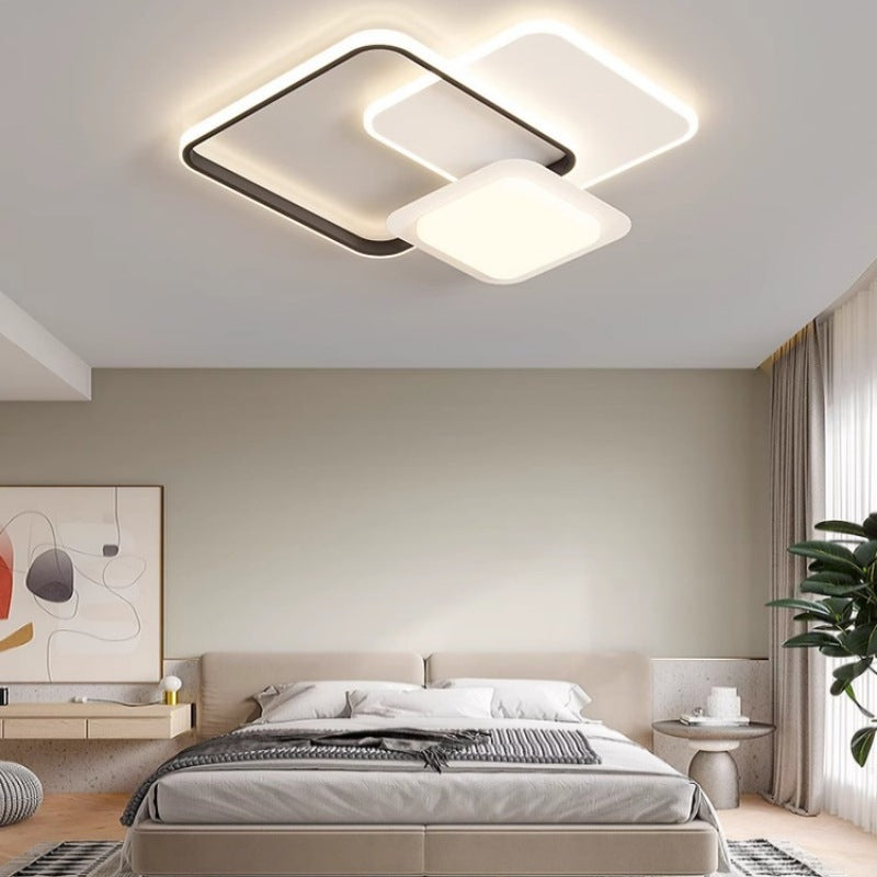 Modern Minimalist Round Square Iron Acrylic LED Flush Mount Ceiling Light For Bedroom