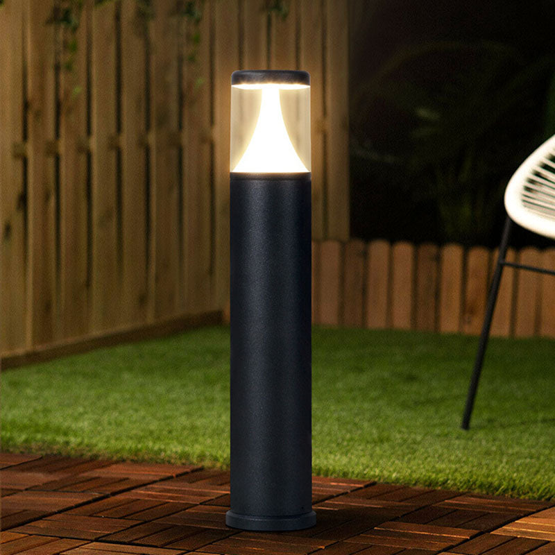 Modern Minimalist Solar Cylindrical Aluminum LED Lawn Landscape Light For Garden