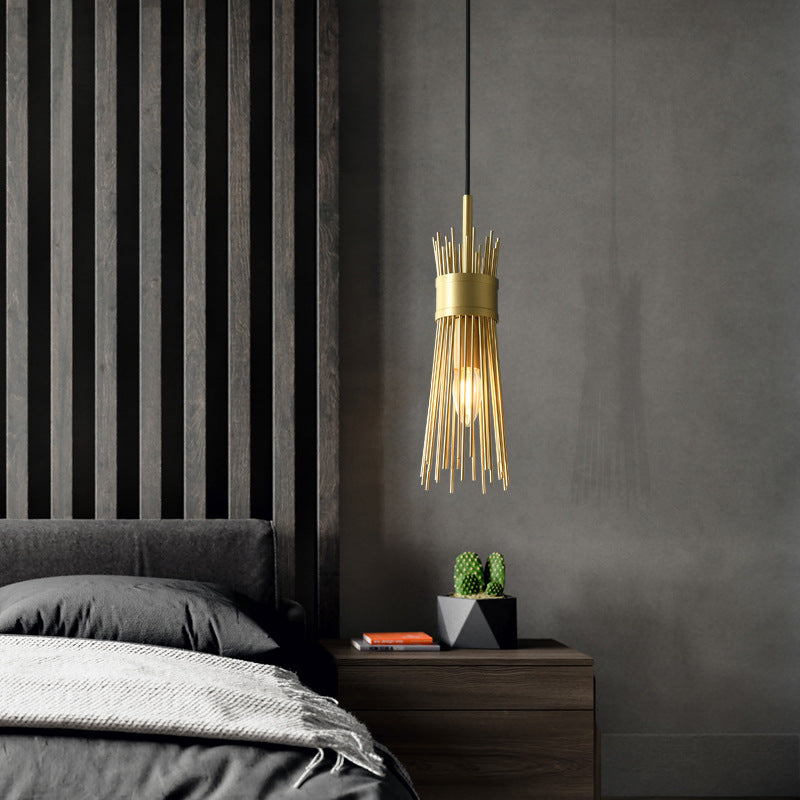 Contemporary Creative Bamboo Stick Cylinder Copper 1/2 Lights Pendant Light For Bedroom