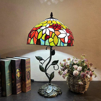 Traditional Tiffany Dome Iron Glass 1-Light Table Lamp For Living Room