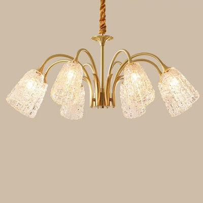 Contemporary Luxury Round Copper Glass 3/5/6/8 Light Chandelier For Living Room