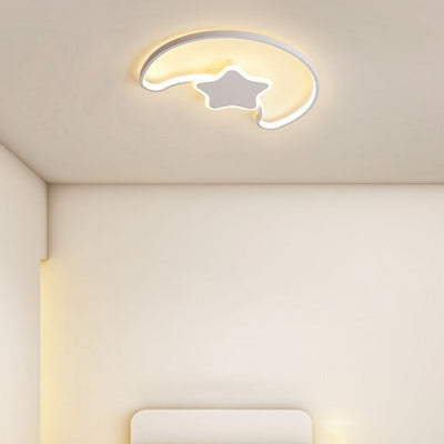 Contemporary Creative Star Moon Acrylic Shade Iron LED Flush Mount Ceiling Light For Living Room