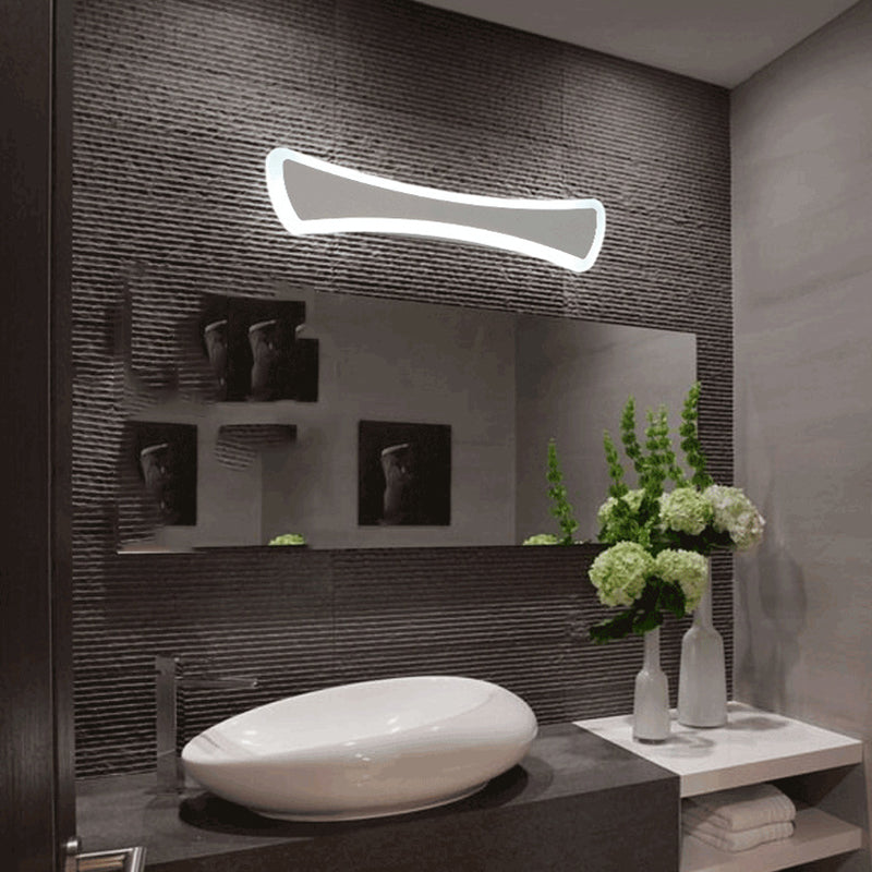 Contemporary Scandinavian Long Curve Rectangle Hardware Acrylic LED Vanity Light Mirror Front Wall Sconce Lamp For Bathroom