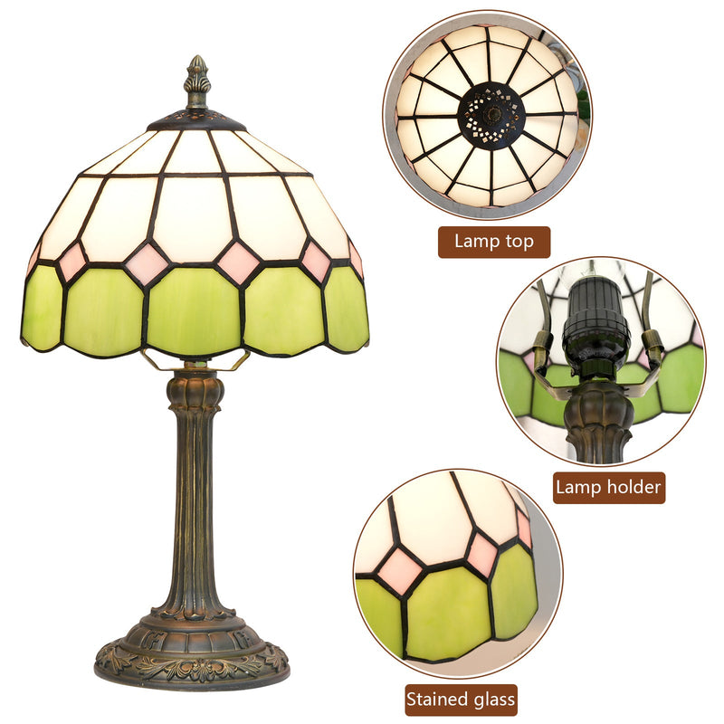 Traditional Tiffany Dome Resin Glass 1-Light Table Lamp For Living Room