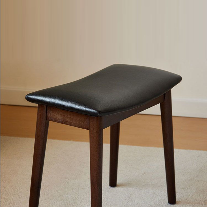 Modern Minimalist Rectangular Soft Leather Wood Vanity Stool For Bedroom