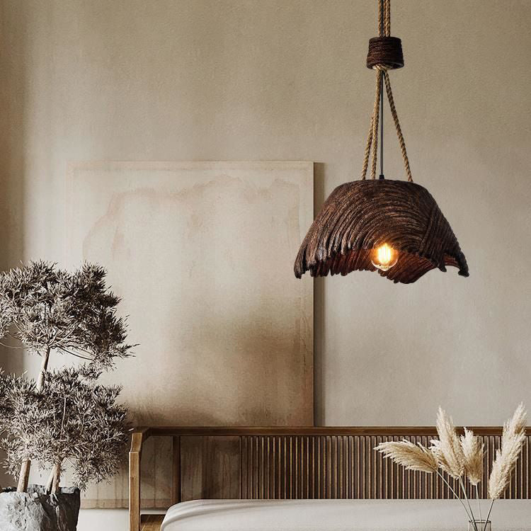 Traditional Vintage Round High Density Polystyrene 1-Light Chandelier For Living Room