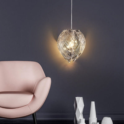 Modern Luxury Glass Shell Shape 1-Light Pendant Light For Bedroom