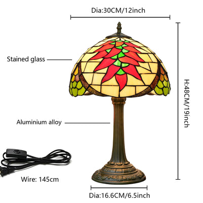 Traditional Tiffany Stained Glass Capsicum Round Shade 1-Light Table Lamp For Study