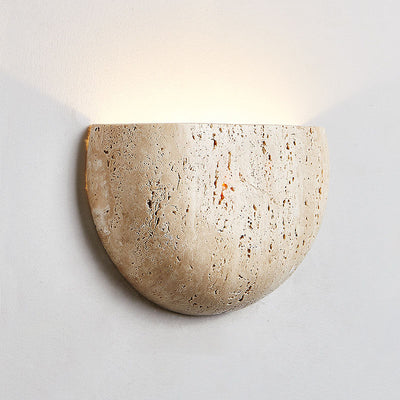 Traditional Japanese Oval Stone 1-Light Wall Sconce Lamp For Living Room