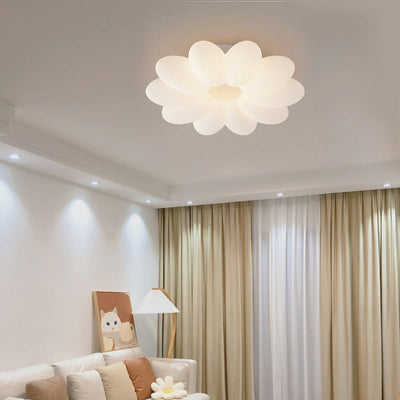 Contemporary Creative Floral Iron PVC LED Semi-Flush Mount Ceiling Light For Living Room