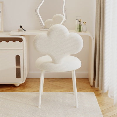 Contemporary Creative Cloud Shape Lambswool Upholstered Swivel Vanity Stool Backrest For Bedroom