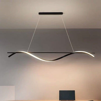 Modern Minimalist Wave Silicone Strip Iron LED Island Light Pendant Light For Living Room